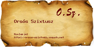 Orsós Szixtusz névjegykártya
